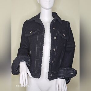 Burberry Blue Label  Black Jacket with White Stitching